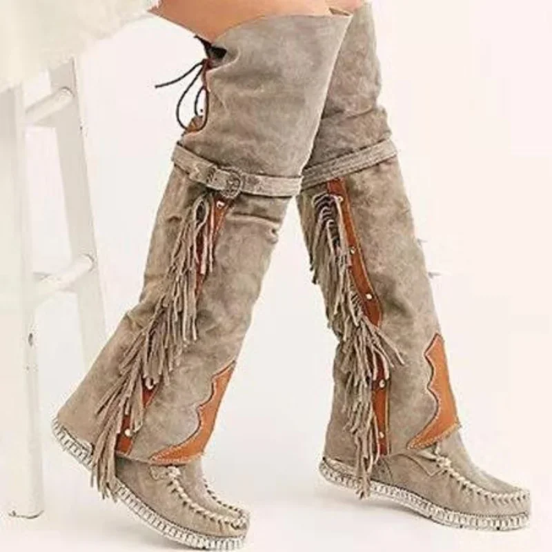 Girl Fashion Street - Fashion Bohemia Knee-length Women Boots Ethnic