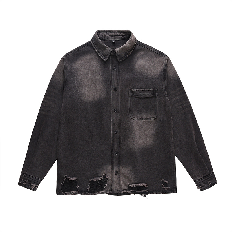Street Fashion Denim - Men's High Street Ripped Jeans Jacket