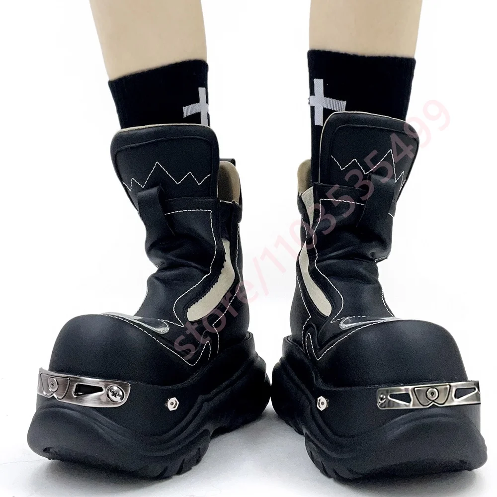 Street Fashion Punk - 2026 Punk Platform Round Toe Metal