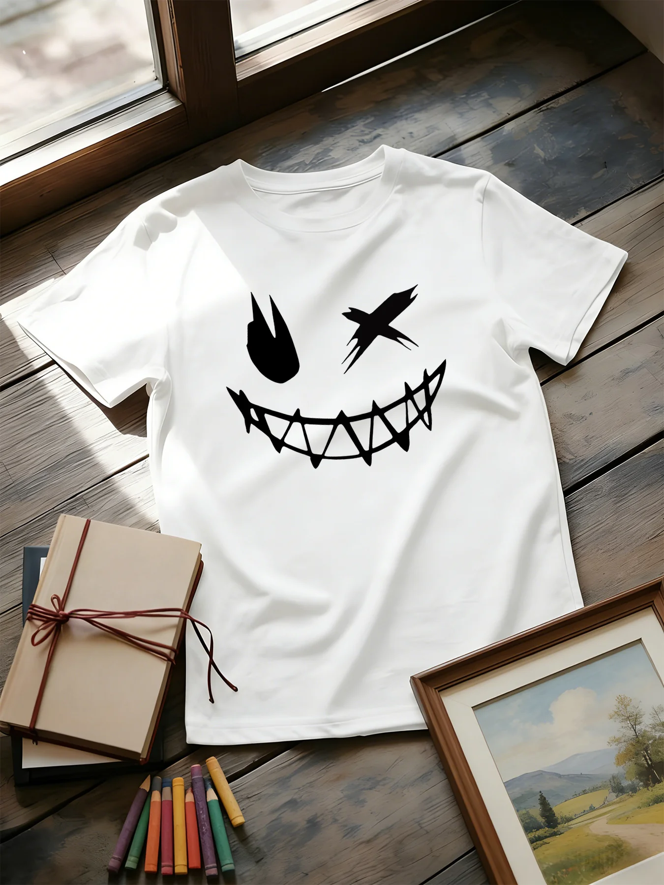 Street Fashion Culture - Dark Devil Smiling Face Fashion Pattern