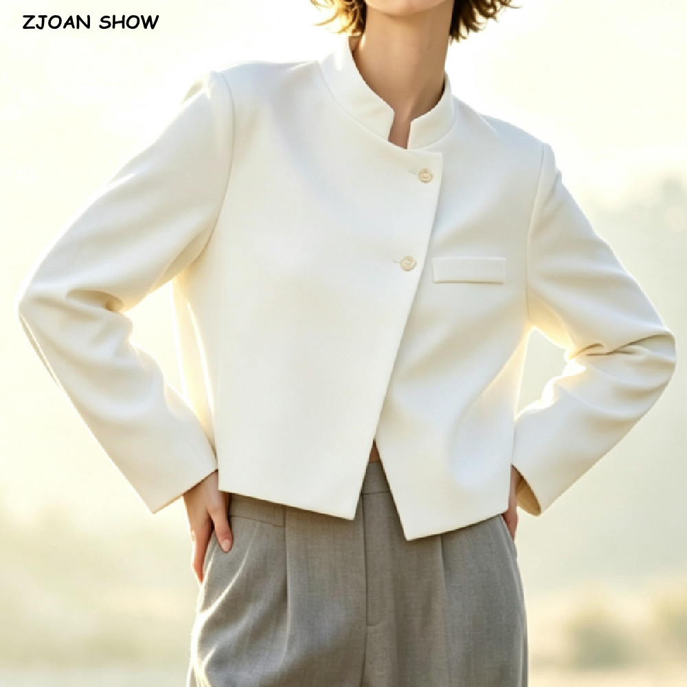 Street Fashion Show - Chinese Style Autumn Women Ivory Mandarin