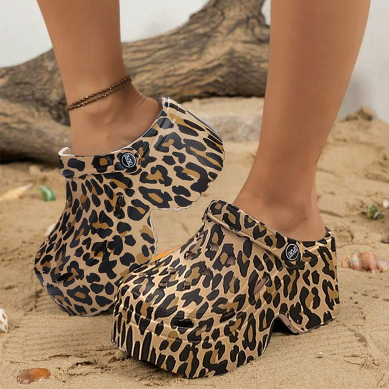 Girl Fashion Street - Leopard Platform Clogs for Women Closed