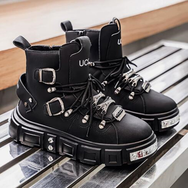 Street Fashion Punk - Fashion Rivet Black High top Sneakers