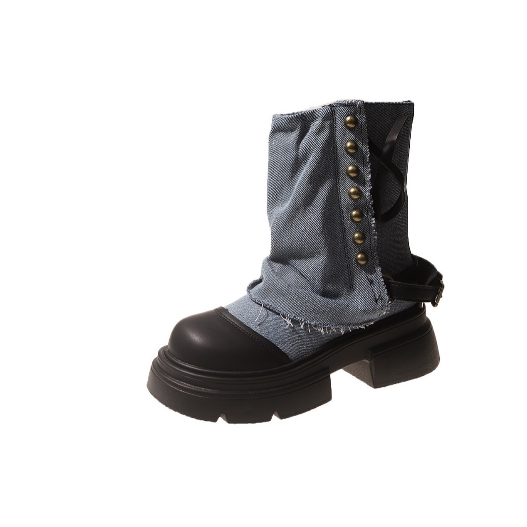 Women Boots British Fashion Pa - Street Fashion Denim review and price