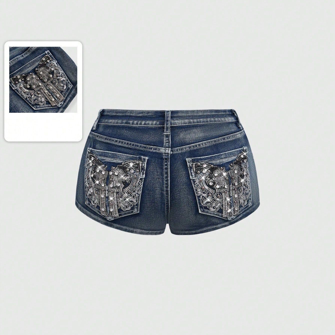 Summer Rhinestone Embroidered  - Street Fashion Denim review and price