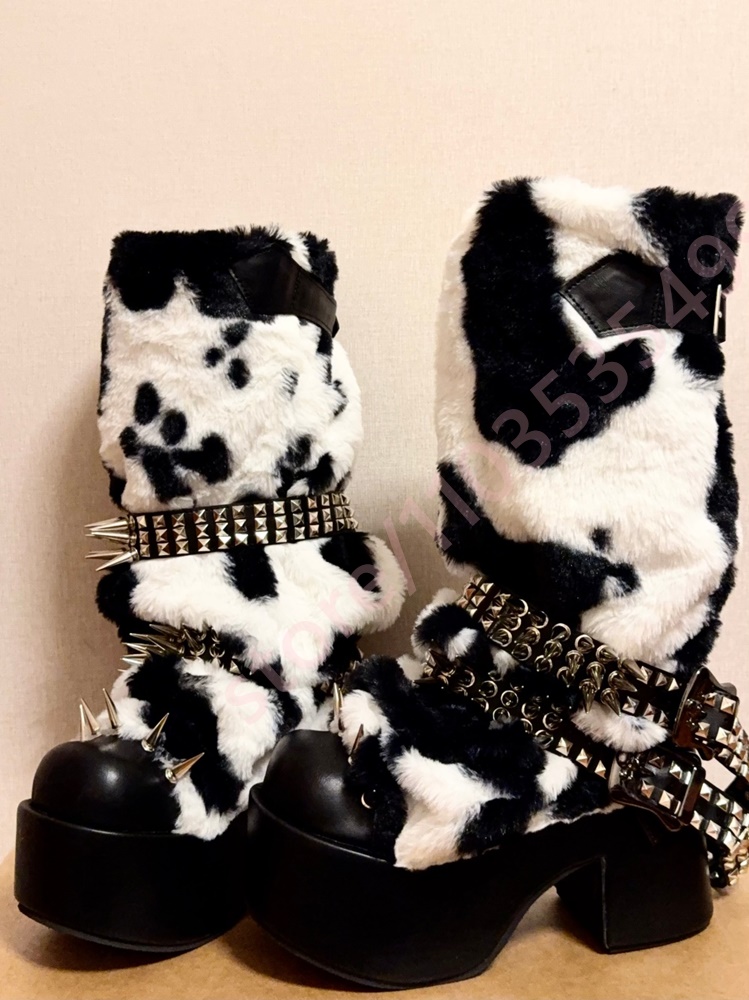 Winter Platform Cow Print Plus - Street Fashion Punk review and price