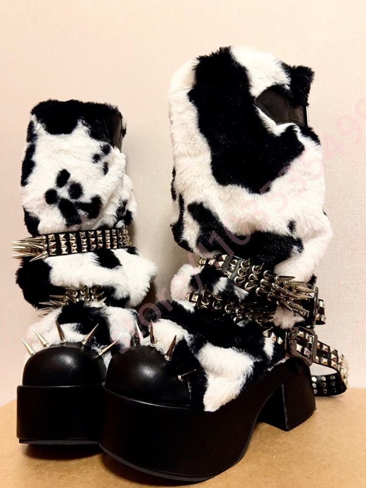 Winter Platform Cow Print Plus - Street Fashion Punk review and price