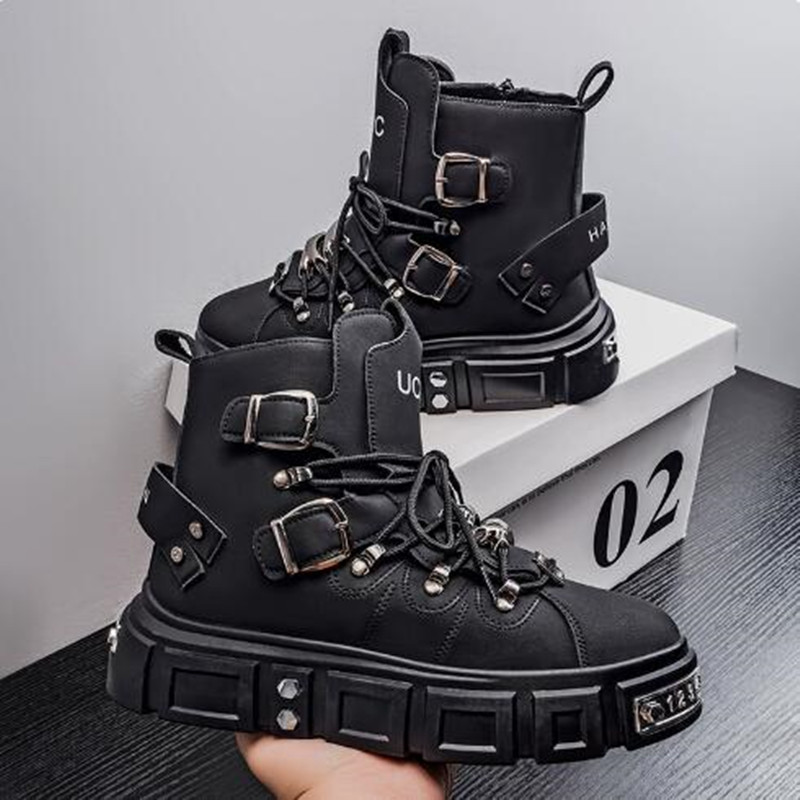 Luxury Rivet Black High top Sn - Street Fashion Punk review and price