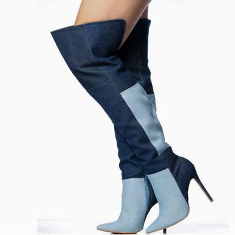 Blue Two‑Tone Denim Over The K - Street Fashion Denim review and price