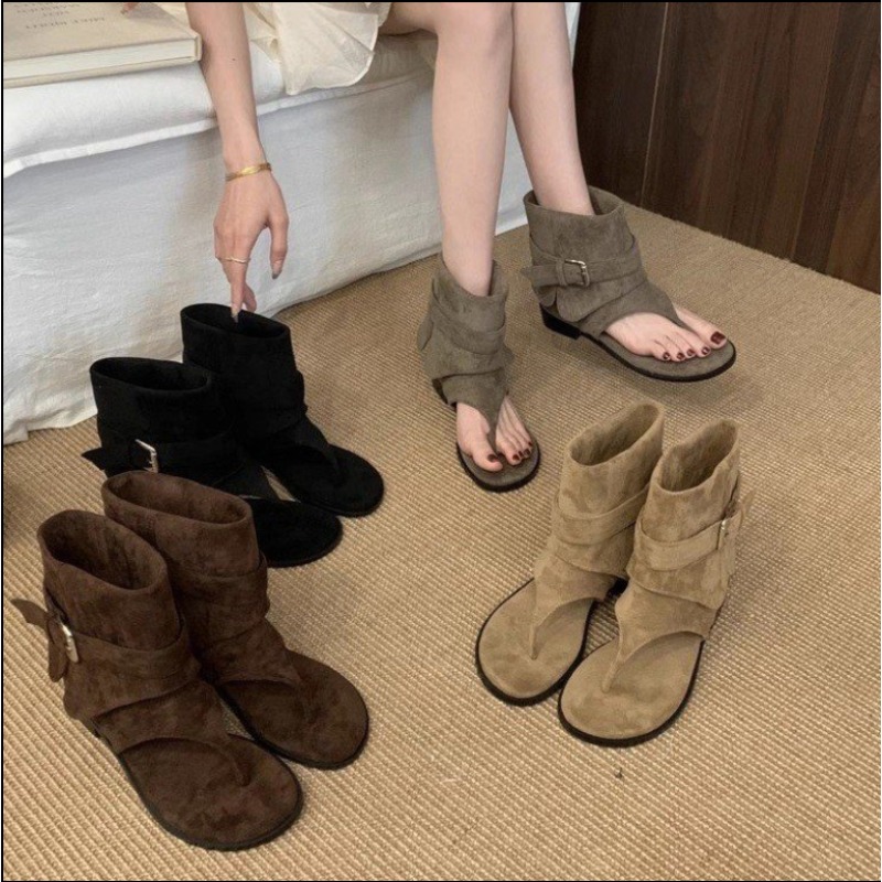 2025Spring Clip Toe Flats Sand - Street Fashion Trends review and price