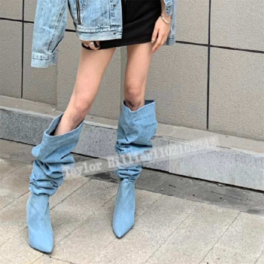 Springtime Blue Denim Pleated  - Street Fashion Denim review and price