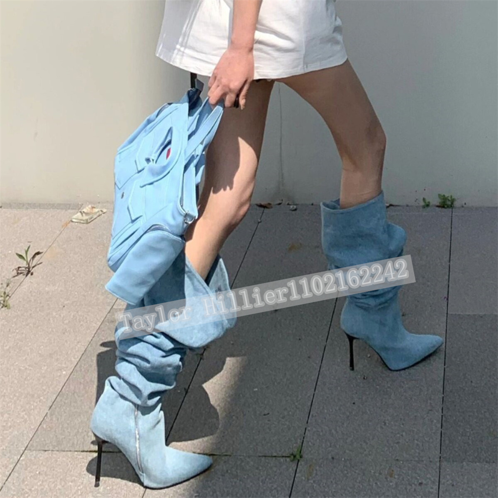 Springtime Blue Denim Pleated  - Street Fashion Denim review and price