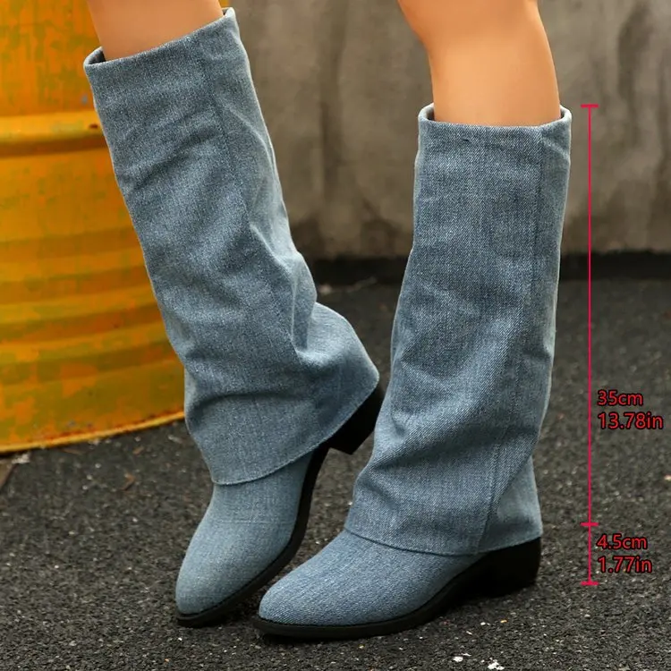 Women's Knee High Boots Autumn - Street Fashion Denim review and price