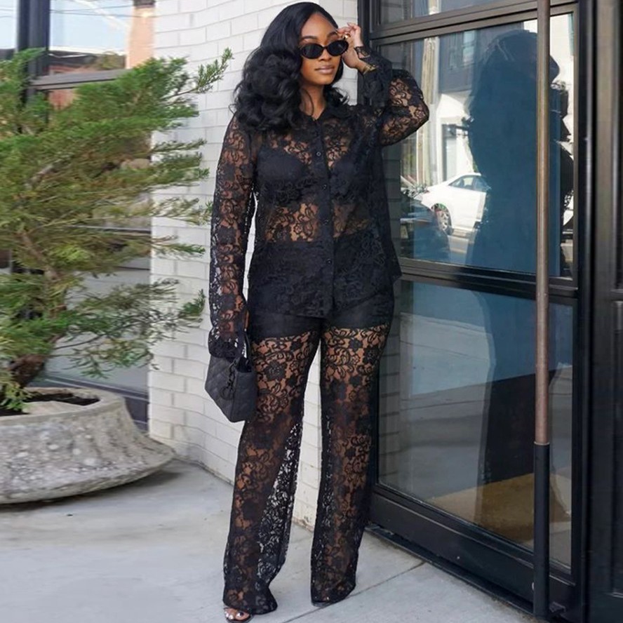 Perspective Lace Pants Set Sum - Street Fashion Youth review and price