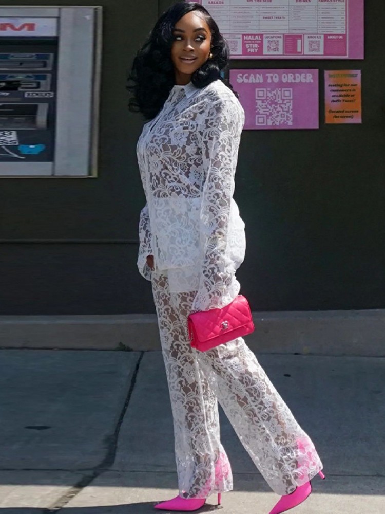 Perspective Lace Pants Set Sum - Street Fashion Youth review and price