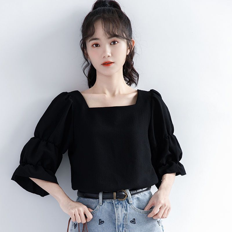 Pleated Short Sleeve Solid Kor - Street Fashion Youth review and price